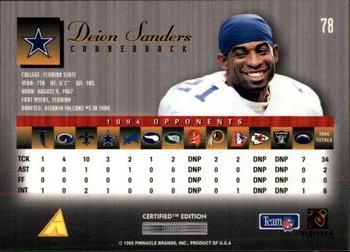 1995 Select Certified #78 Deion Sanders Mail Out Back