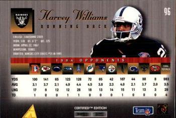 1995 Select Certified #96 Harvey Williams Back