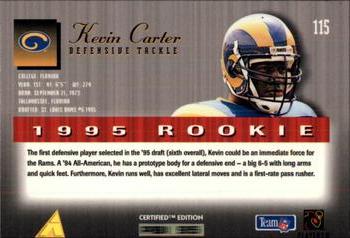 1995 Select Certified #115 Kevin Carter Back