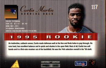 1995 Select Certified #117 Curtis Martin Back