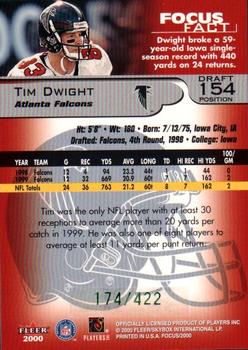 2000 Fleer Focus - Draft Position #154 Tim Dwight Back