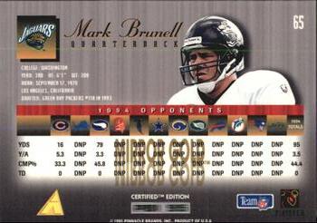 1995 Select Certified - Mirror Gold #65 Mark Brunell Back