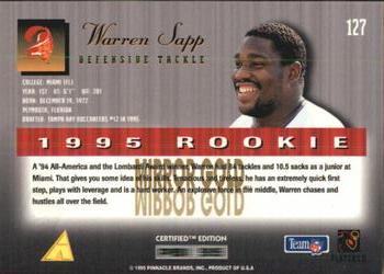 1995 Select Certified - Mirror Gold #127 Warren Sapp Back