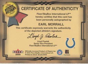 2000 Fleer Greats of the Game - Gold Border Autographs #NNO Earl Morrall Back