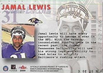 2000 Fleer Showcase - Next #3 N Jamal Lewis Back