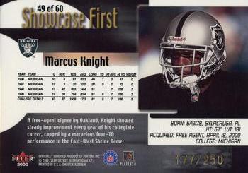 2000 Fleer Showcase - Rookie Showcase Firsts #49 Marcus Knight Back