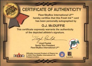 2000 Fleer Tradition - Autographics Silver #NNO O.J. McDuffie Back