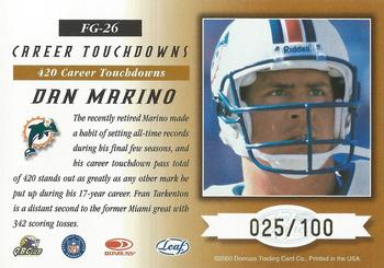 2000 Leaf Certified - Fabric of the Game #FG-26 Dan Marino Back
