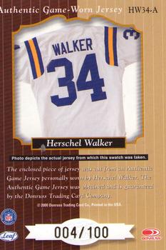 2000 Leaf Certified - Heritage Collection #HW34-A Herschel Walker Back