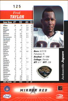 2000 Leaf Certified - Mirror Red #125 Fred Taylor Back