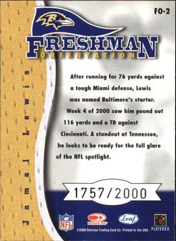 2000 Leaf Rookies & Stars - Freshman Orientation #FO-2 Jamal Lewis Back