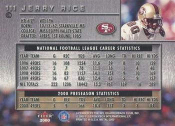 2000 Metal - Emerald #111 Jerry Rice Back