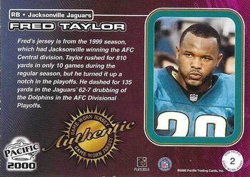 2000 Pacific - Game Worn Jerseys #2 Fred Taylor Back