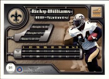 2000 Pacific Aurora - Premiere Date Pinstripes #91 Ricky Williams Back