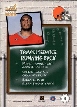 2000 Pacific Aurora - Rookie Draft Board #8 Travis Prentice Back
