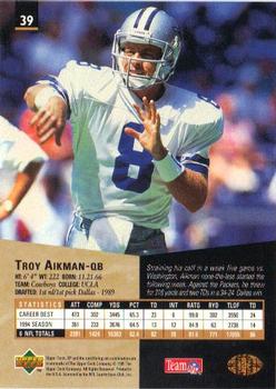 1995 SP #39 Troy Aikman Back