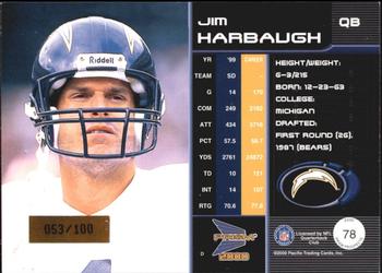 2000 Pacific Prism Prospects - Holographic Blue #78 Jim Harbaugh Back
