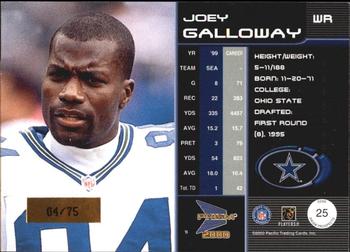 2000 Pacific Prism Prospects - Holographic Mirror #25 Joey Galloway Back