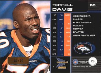 2000 Pacific Prism Prospects - Holographic Mirror #28 Terrell Davis Back