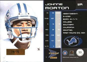 2000 Pacific Prism Prospects - Holographic Mirror #33 Johnnie Morton Back