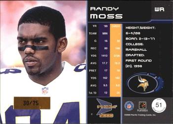2000 Pacific Prism Prospects - Holographic Mirror #51 Randy Moss Back