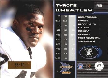 2000 Pacific Prism Prospects - Holographic Mirror #67 Tyrone Wheatley Back