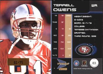 2000 Pacific Prism Prospects - Holographic Mirror #83 Terrell Owens Back