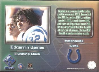 2000 Pacific Private Stock - Extreme Action #6 Edgerrin James Back
