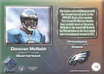 2000 Pacific Private Stock - Extreme Action #13 Donovan McNabb Back