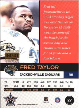 2000 Pacific Vanguard - Premiere Date #27 Fred Taylor Back