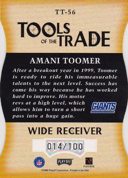 2000 Playoff Absolute - Tools of the Trade Die Cuts #TT-56 Amani Toomer Back