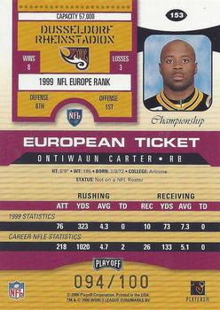 2000 Playoff Contenders - Championship Ticket #153 Ontiwaun Carter Back