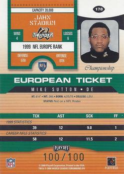 2000 Playoff Contenders - Championship Ticket #178 Mike Sutton Back