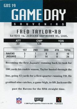 2000 Playoff Momentum - Game Day Souvenirs #GDS 19 Fred Taylor Back