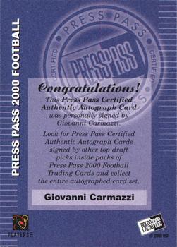 2000 Press Pass - Authentics #NNO Giovanni Carmazzi Back