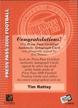 2000 Press Pass - Authentics #NNO Tim Rattay Back