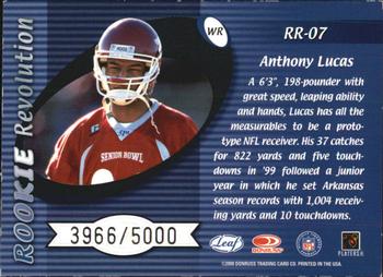 2000 Quantum Leaf - Rookie Revolution #RR-07 Anthony Lucas Back