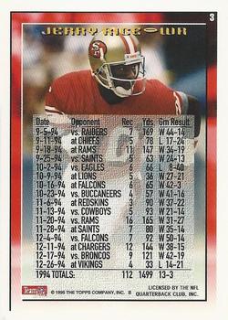 1995 Topps #3 Jerry Rice Back