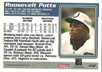1995 Topps #102 Roosevelt Potts Back