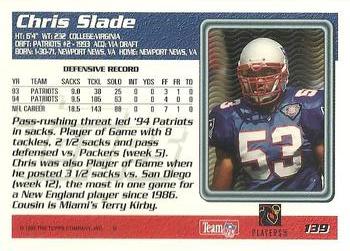 1995 Topps #139 Chris Slade Back