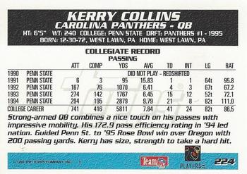 1995 Topps #224 Kerry Collins Back