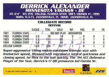 1995 Topps #228 Derrick Alexander Back
