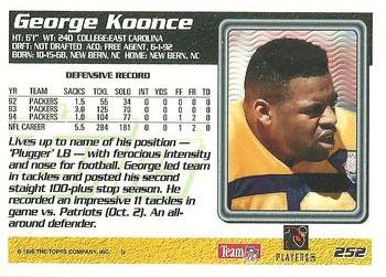 1995 Topps #252 George Koonce Back
