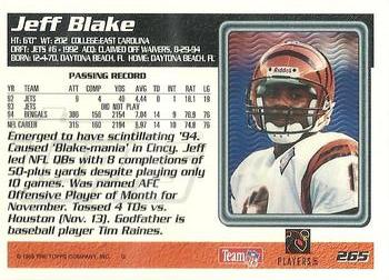1995 Topps #265 Jeff Blake Back