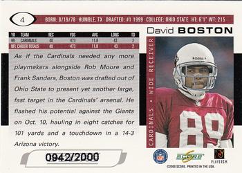 2000 Score - Scorecard #4 David Boston Back