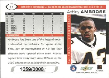 2000 Score - Scorecard #11 Ashley Ambrose Back