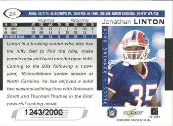 2000 Score - Scorecard #24 Jonathan Linton Back