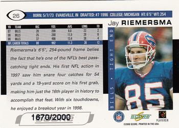 2000 Score - Scorecard #26 Jay Riemersma Back