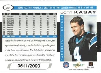2000 Score - Scorecard #32 John Kasay Back