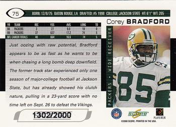 2000 Score - Scorecard #75 Corey Bradford Back